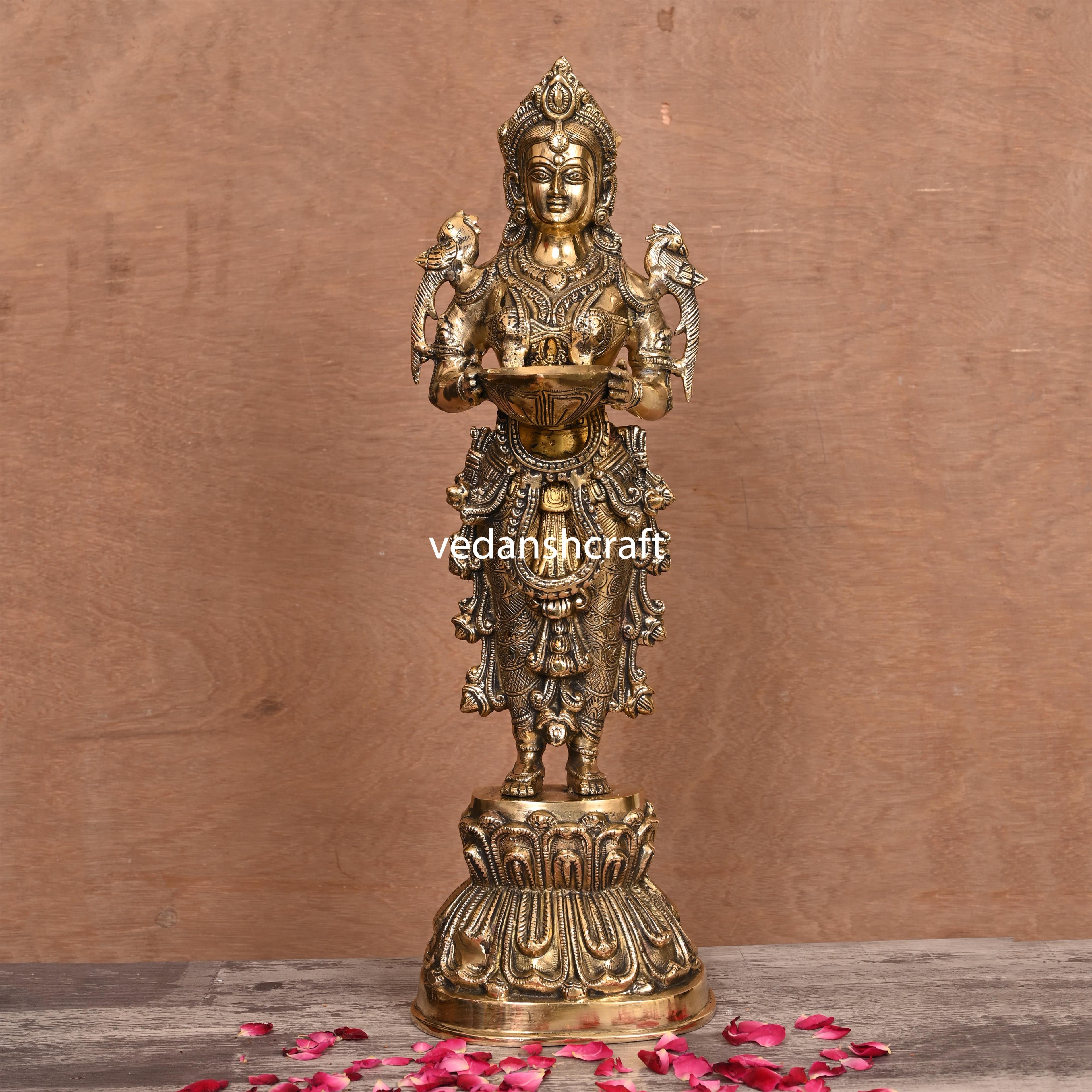 Brass Standing Deep Lakshmi Idol (17 Inch) Vedansh Craft