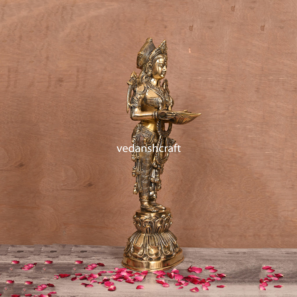 Brass Standing Deep Lakshmi Idol (17 Inch) Vedansh Craft