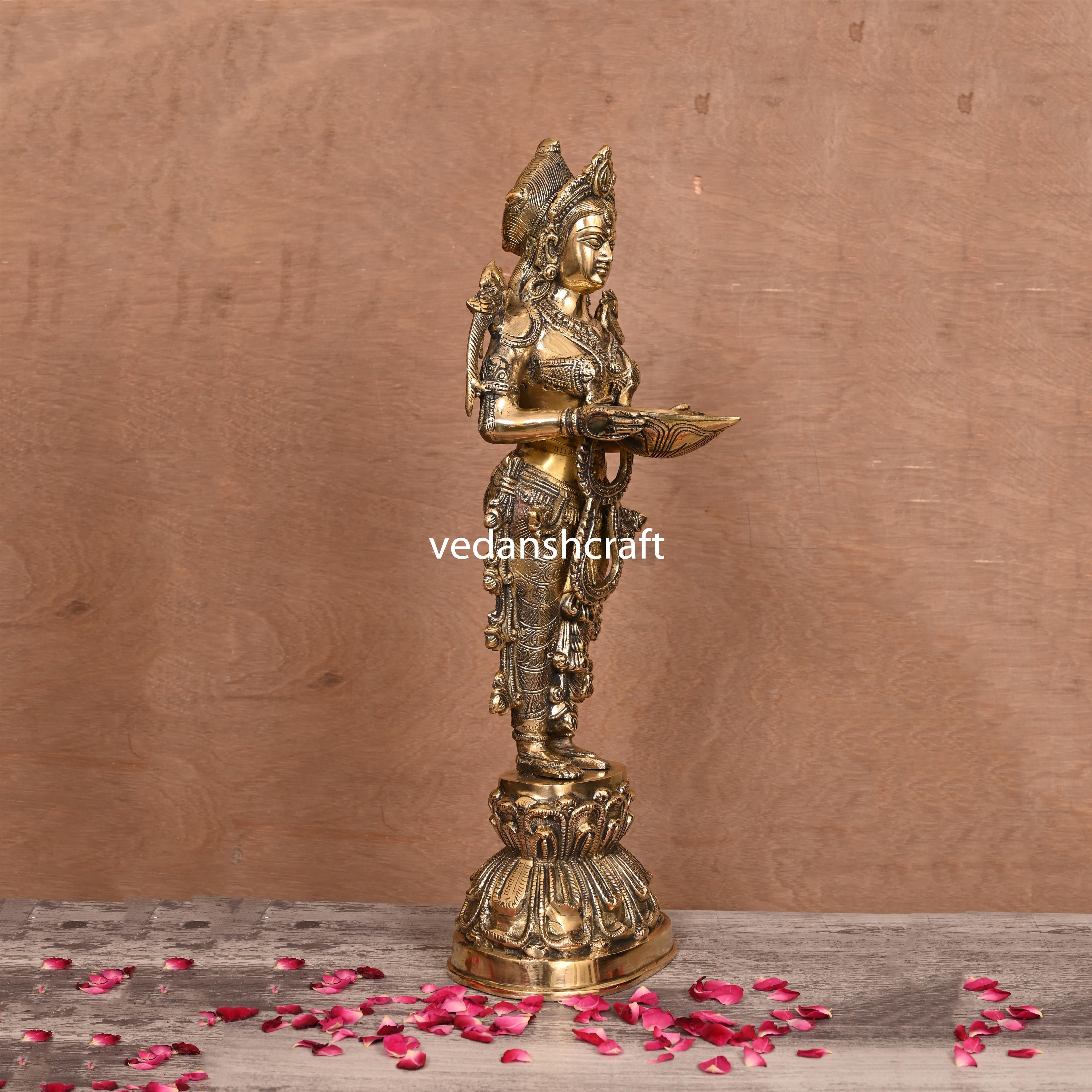 Brass Standing Deep Lakshmi Idol (17 Inch) Vedansh Craft