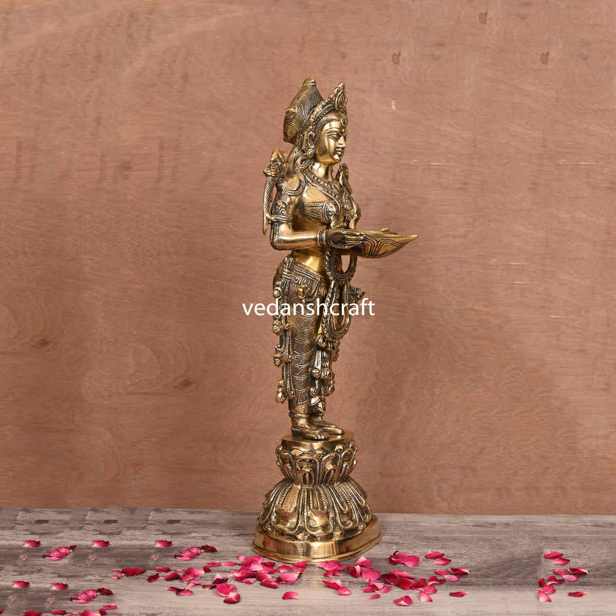 Brass Standing Deep Lakshmi Idol (17 Inch) Vedansh Craft