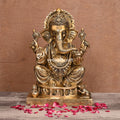 Brass Lord Sitting Ganesha Idol (14") Vedansh Craft