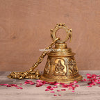 Brass Superfine God & Goddess Wall Hanging Temple Bell (33 Inch) Vedansh Craft