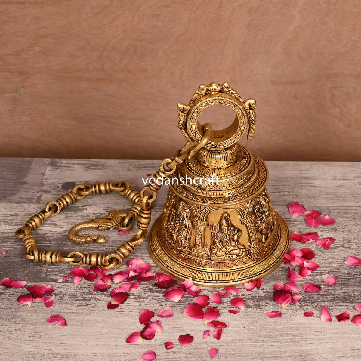 Brass Superfine God & Goddess Wall Hanging Temple Bell (33 Inch) Vedansh Craft