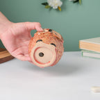 Orange Owl Ceramic Planter With Wooden Coaster Nestasia