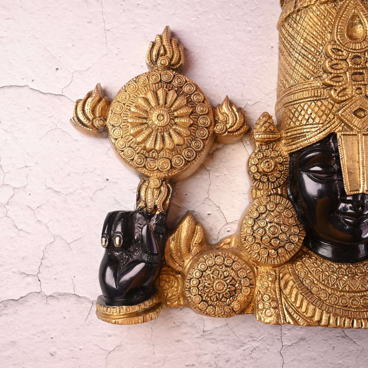 Brass Tirupati Balaji Wall Hanging – Handmade Venkateshwar Decor (14.8 Inch) Vedansh Craft