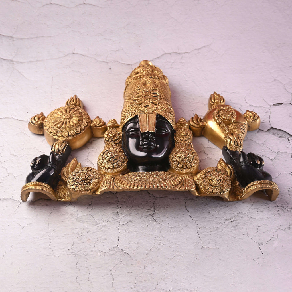 Brass Tirupati Balaji Wall Hanging – Handmade Venkateshwar Decor (14.8 Inch) Vedansh Craft