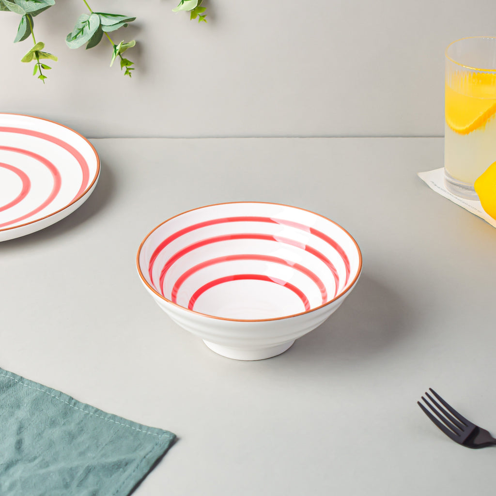 Spiral Red 22 Piece Dinner Set For 6 Nestasia