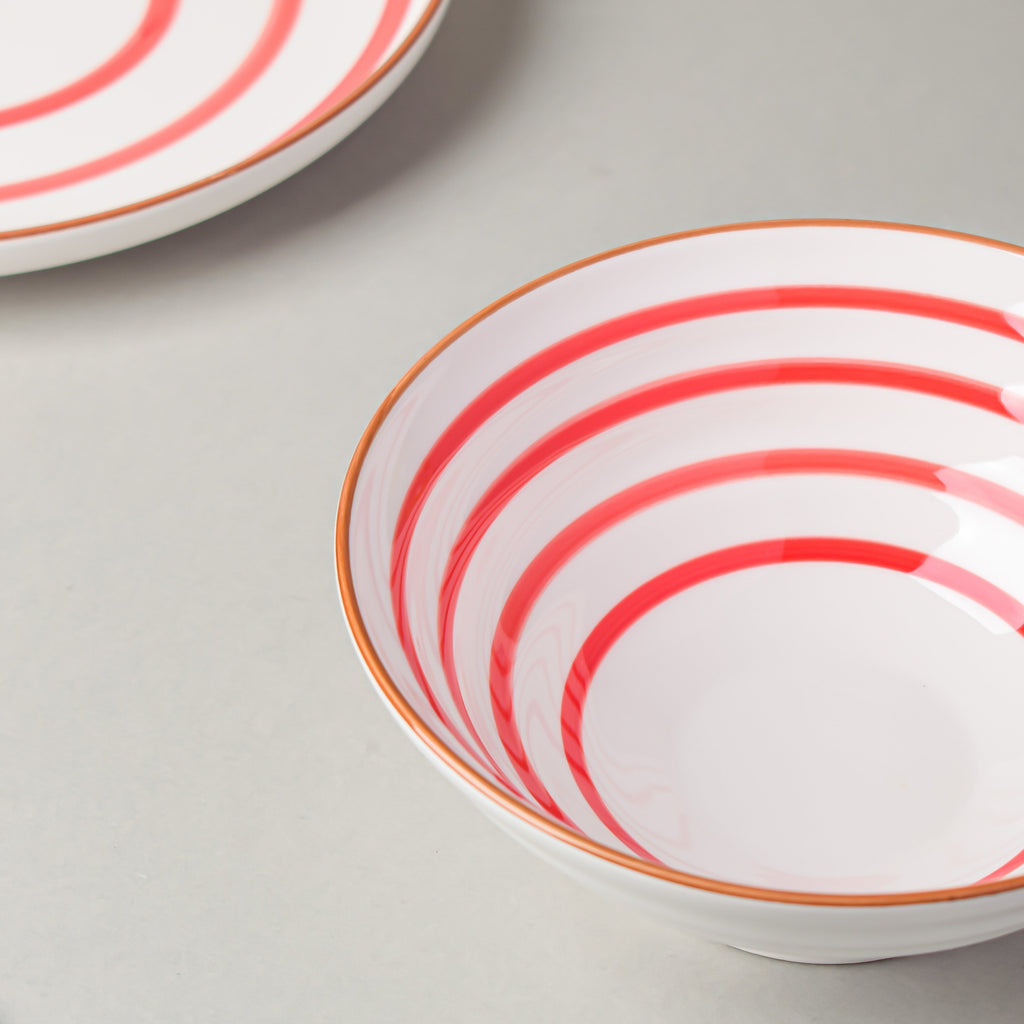 Spiral Red 22 Piece Dinner Set For 6 Nestasia