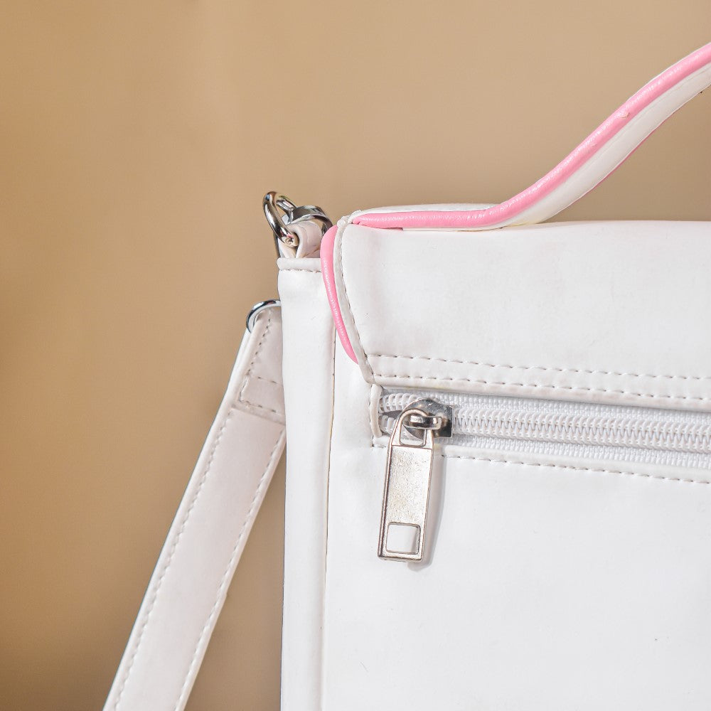 Heart Sling Bag White And Pink Nestasia