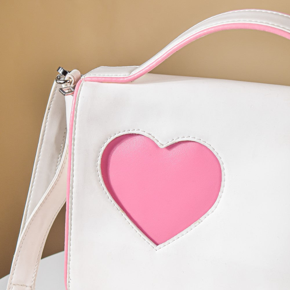 Heart Sling Bag White And Pink Nestasia