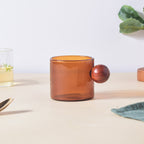 Glass Mug Amber With Knob Handle Small Nestasia