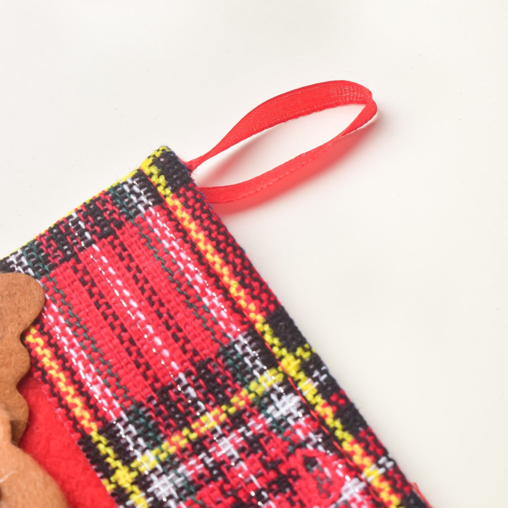 Checkered Red Christmas Stocking For Gifts 6 Inch Nestasia