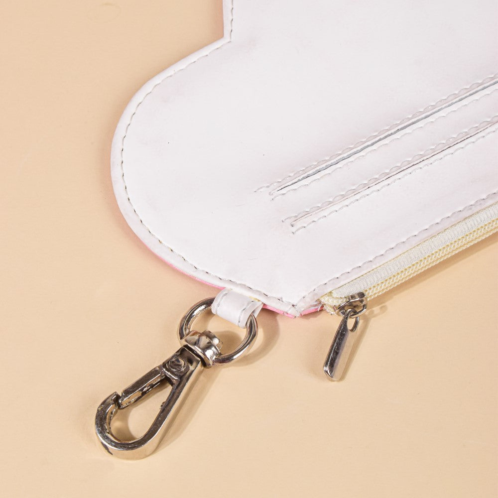 Heart Card Holder Coin Purse White And Pink Nestasia