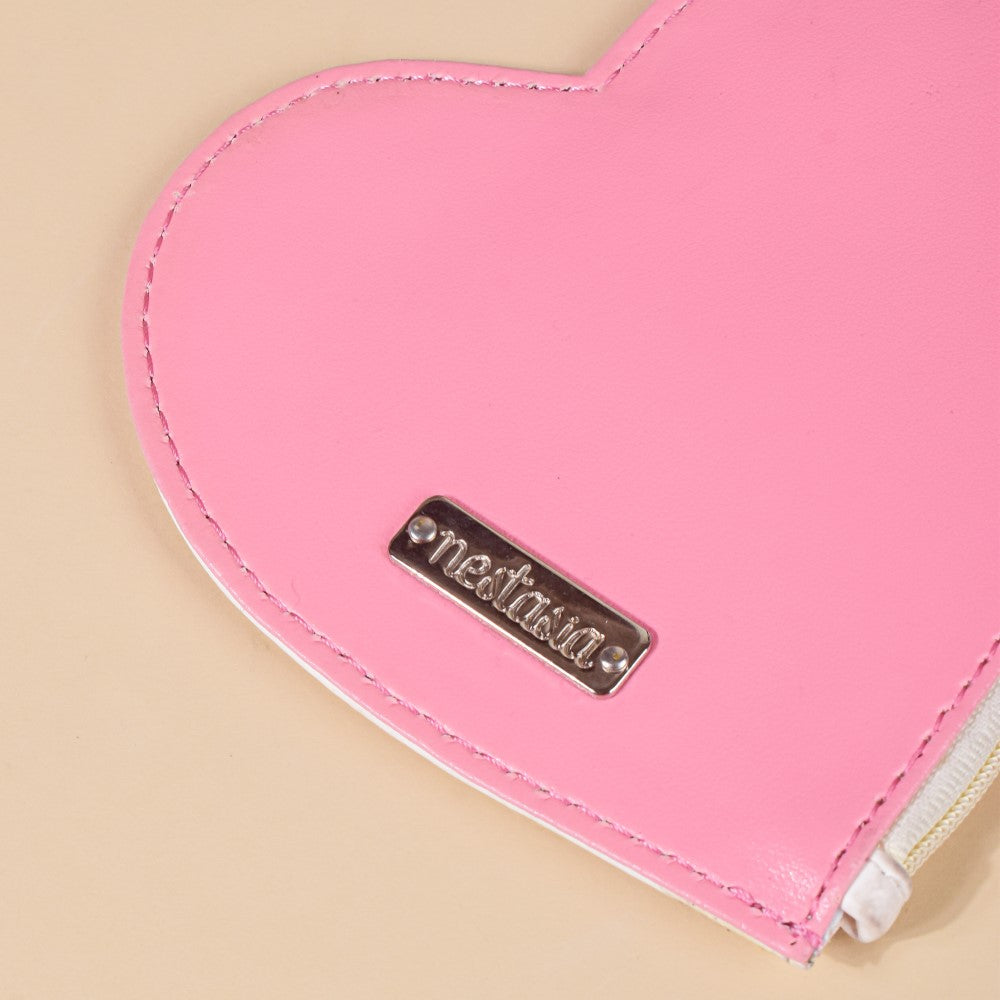 Heart Card Holder Coin Purse White And Pink Nestasia