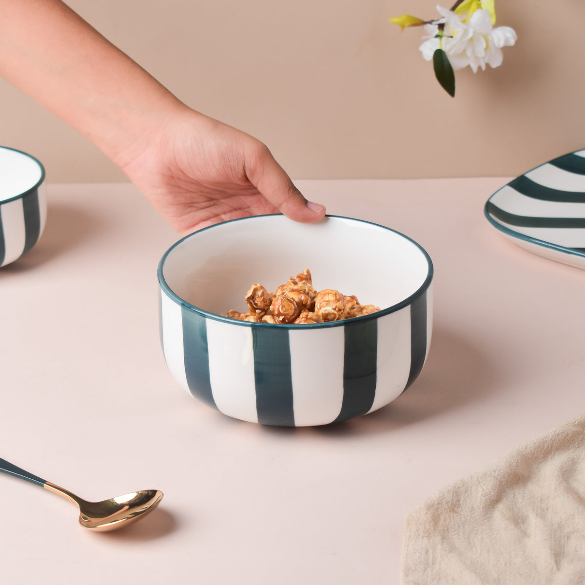 Sailor Striped Green Serving Bowl Nestasia