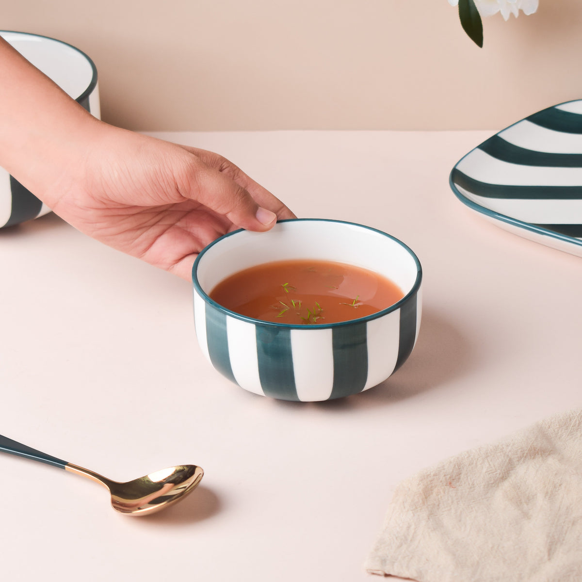 Sailor Striped Green Soup Bowl Nestasia