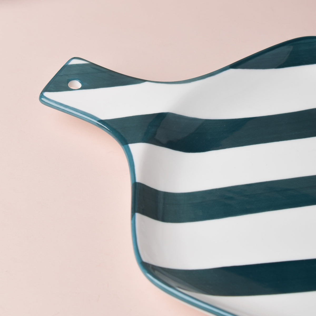 Sailor Striped Green Platter With Handle 10 Inch Nestasia
