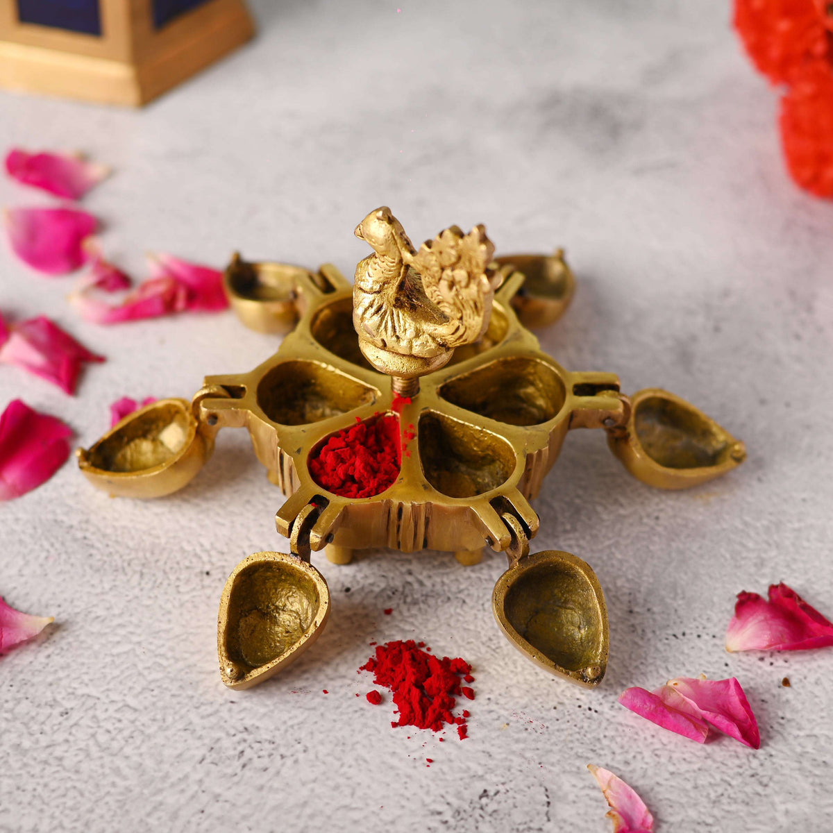 Brass Peacock Kumkum Box (3.5 Inch) Vedansh Craft