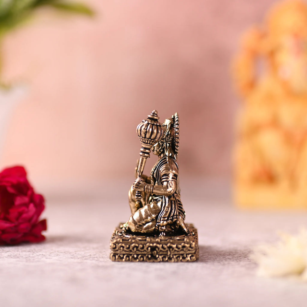 Brass Blessing Sitting Hanuman Lightweight Idol (2.5 Inch) Vedansh Craft