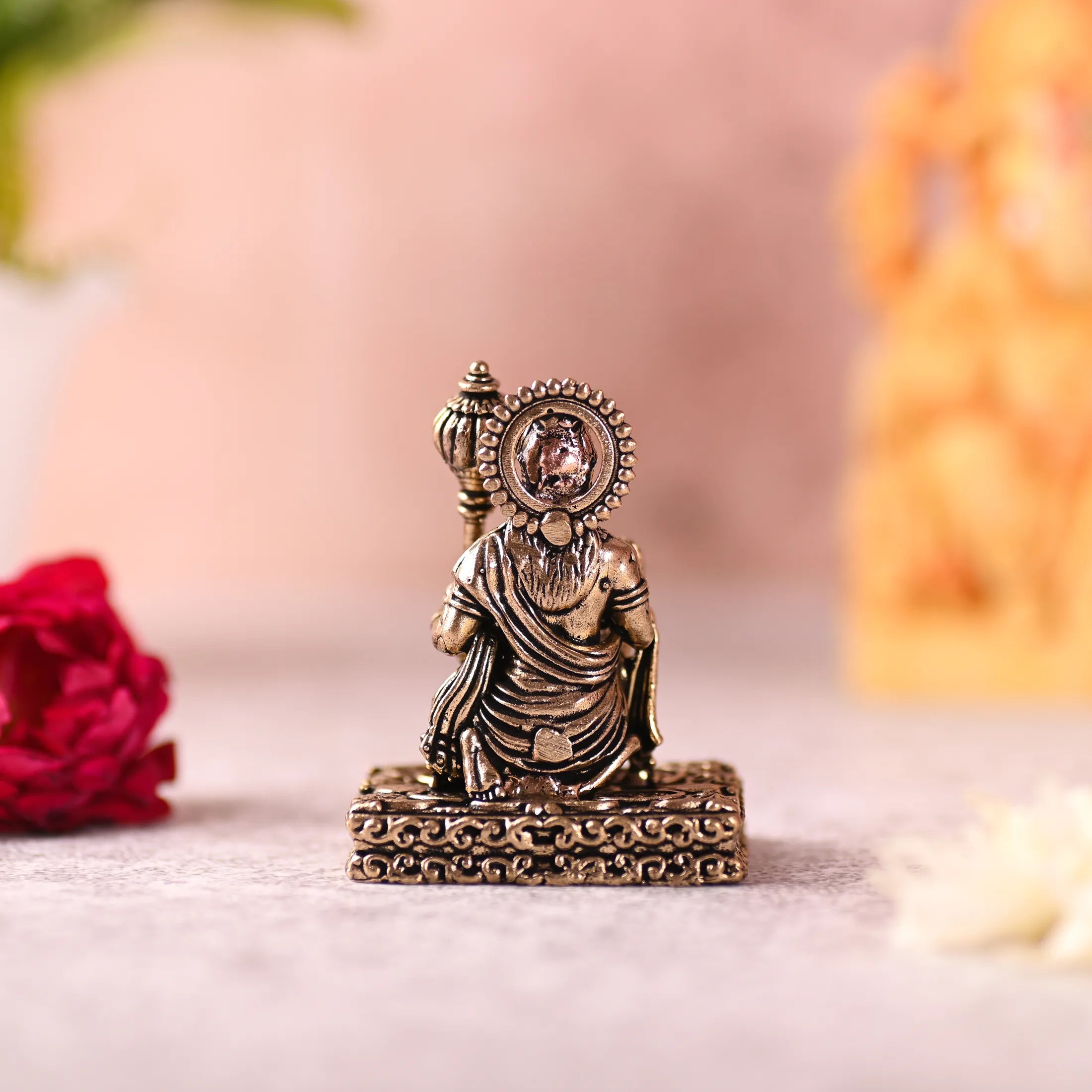 Brass Blessing Sitting Hanuman Lightweight Idol (2.5 Inch) Vedansh Craft