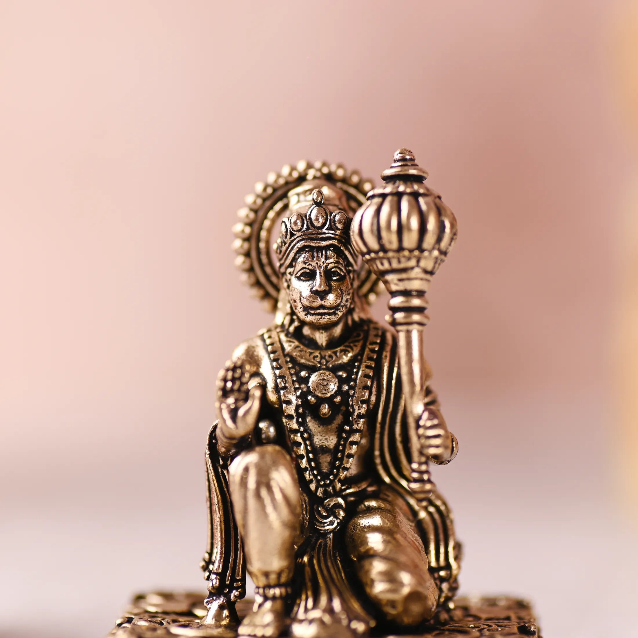 Brass Blessing Sitting Hanuman Lightweight Idol (2.5 Inch) Vedansh Craft
