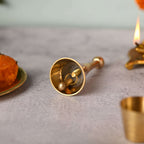 Brass Pooja Handbell / Ghanti (3.8 Inch) Vedansh Craft