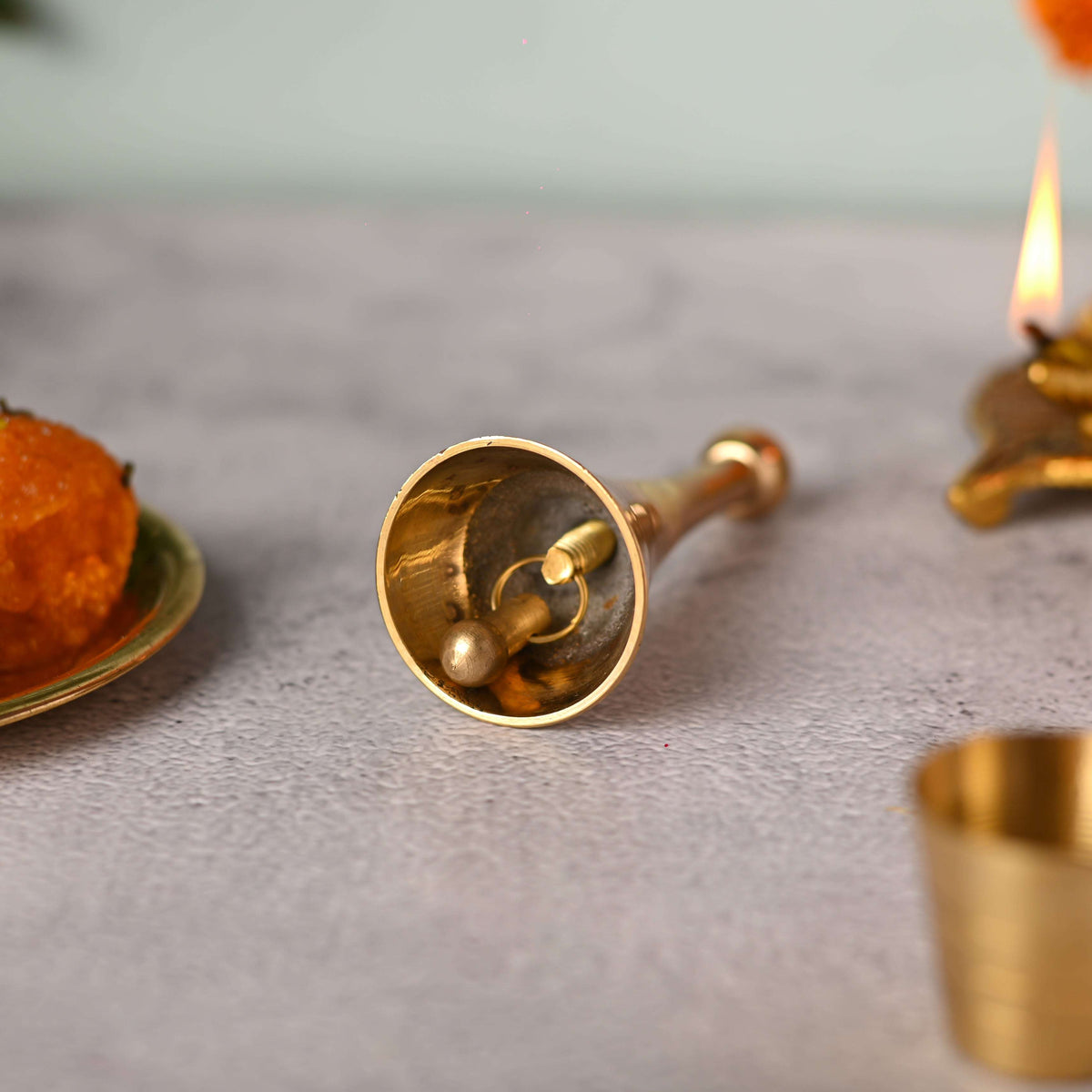 Brass Pooja Handbell / Ghanti (3.8 Inch) Vedansh Craft