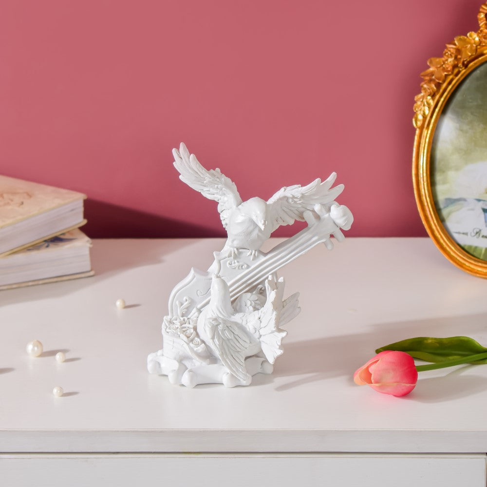 Dove Birds With Violin Decor White Nestasia
