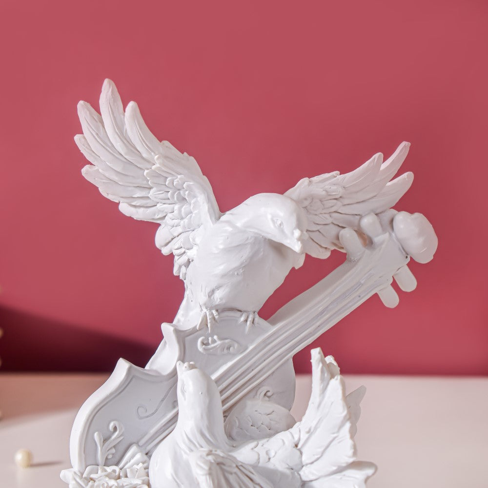Dove Birds With Violin Decor White Nestasia