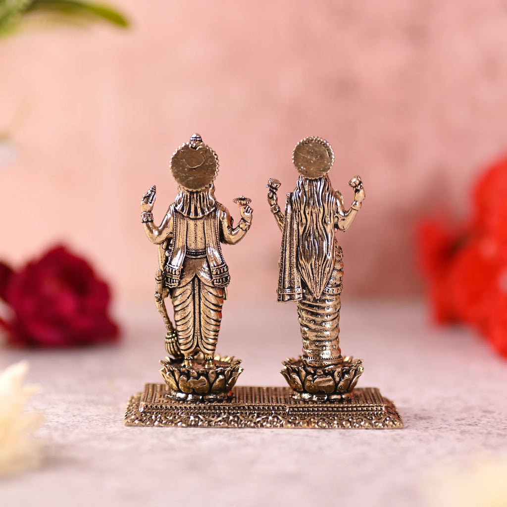 Brass Lord Vishnu And Lakshmi Standing Lightweight Idol (3.2 Inch) Vedansh Craft