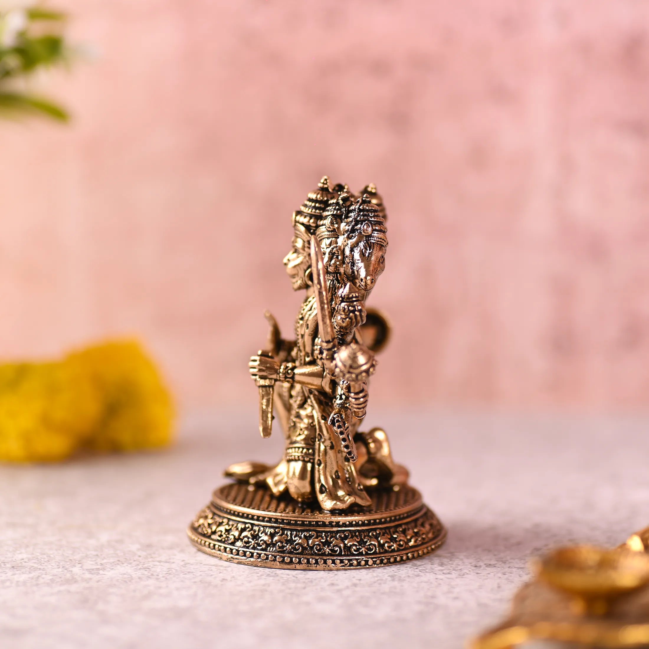 Brass Sitting Panchmukhi Hanuman Lightweight Idol Vedansh Craft