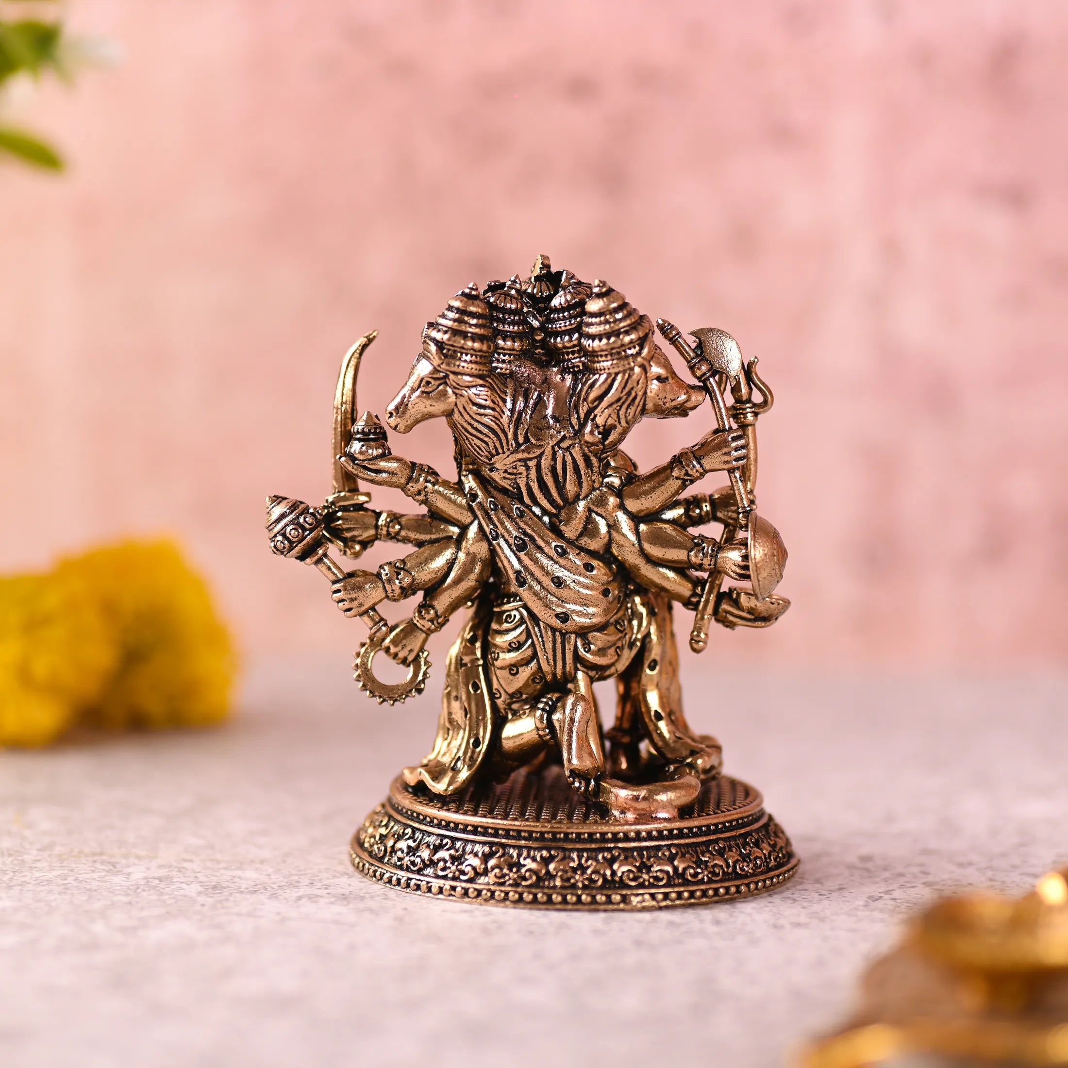 Brass Sitting Panchmukhi Hanuman Lightweight Idol Vedansh Craft
