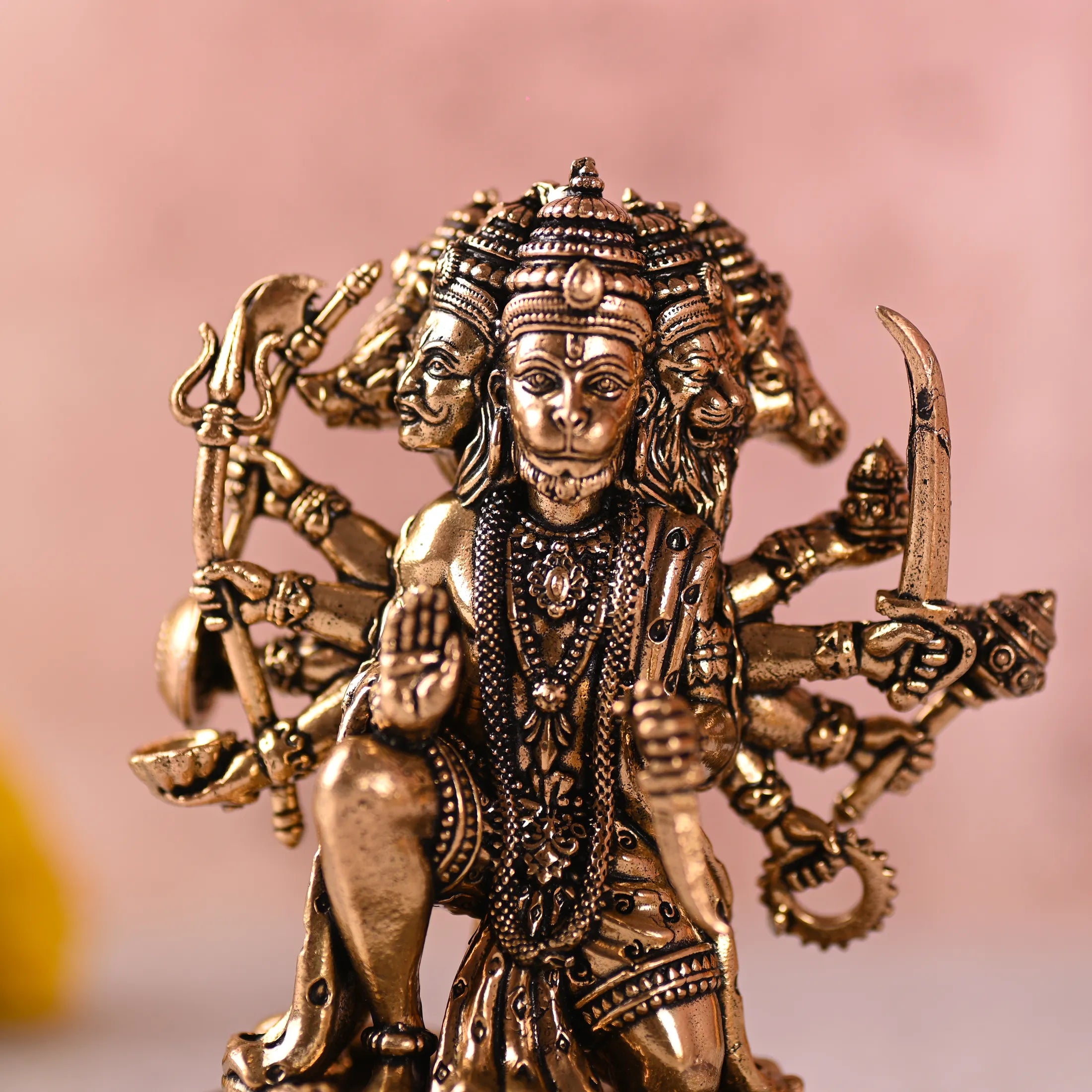 Brass Sitting Panchmukhi Hanuman Lightweight Idol Vedansh Craft