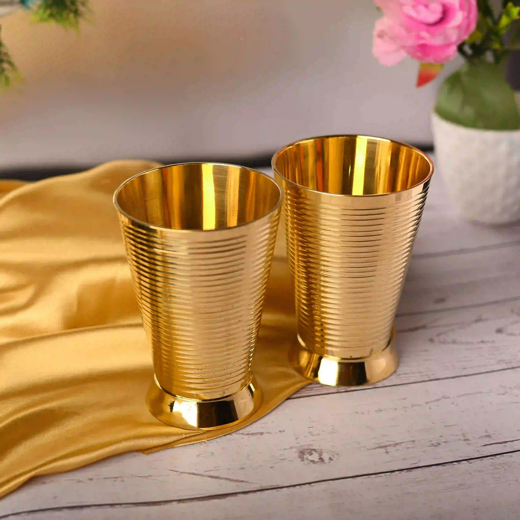 Brass Glass pair (4 Inch) Vedansh Craft