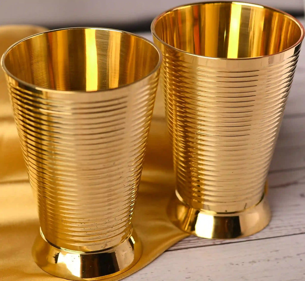 Brass Glass pair (4 Inch) Vedansh Craft