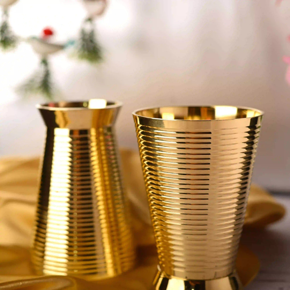 Brass Glass pair (4 Inch) Vedansh Craft