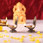 Brass Peacock Lightweight Diya Pair (3 Inch) Vedansh Craft