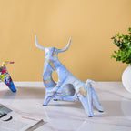 Bull Sculpture Resin Blue 8 Inch Nestasia