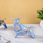 Bull Sculpture Resin Blue 8 Inch Nestasia