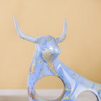 Bull Sculpture Resin Blue 8 Inch Nestasia