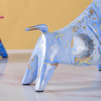 Bull Sculpture Resin Blue 8 Inch Nestasia