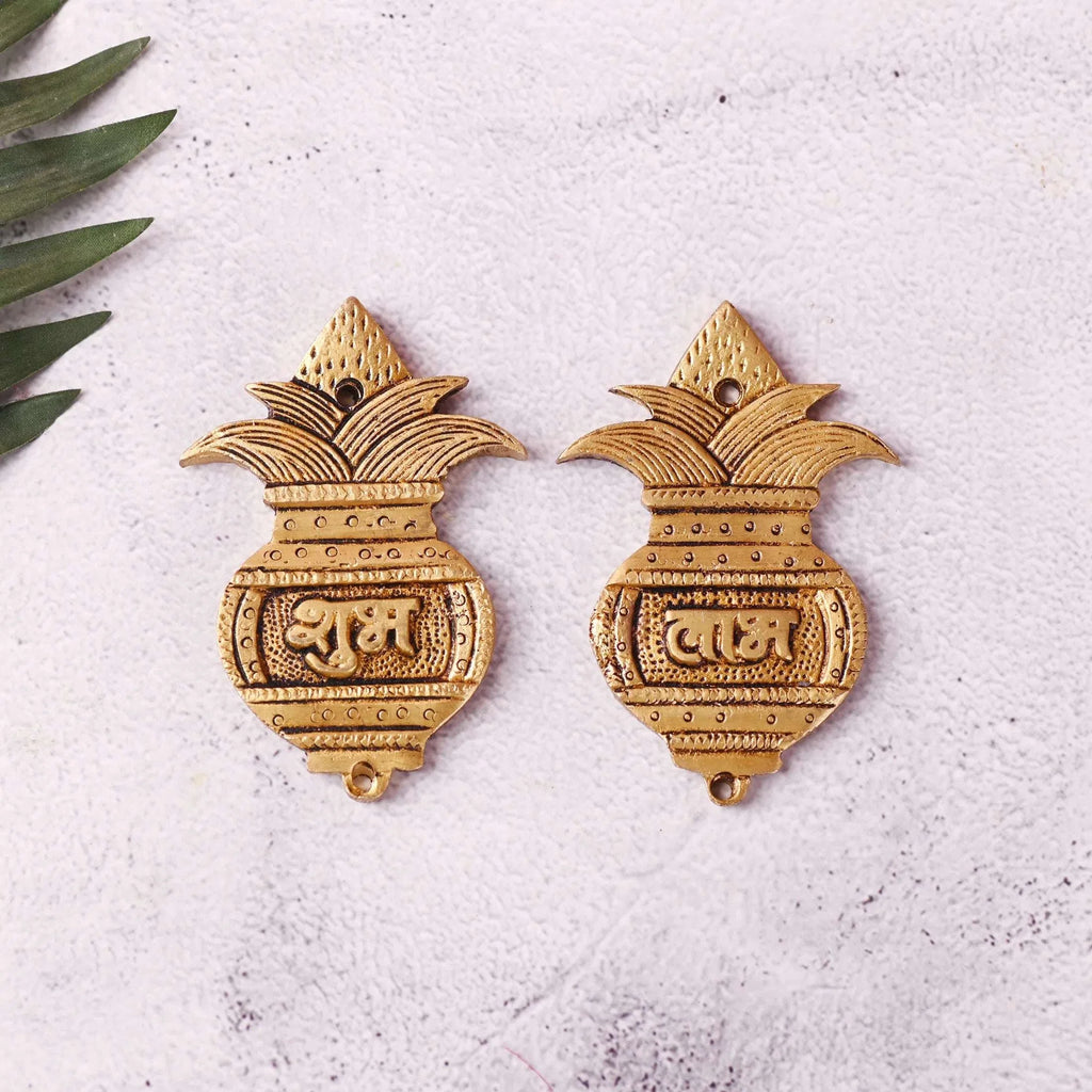 Brass Kalash Shubh Labh Wall Hanging Set (3.5 Inch) Vedansh Craft