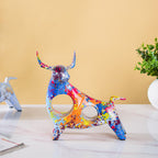 Bull Sculpture Resin Multicolour 8 Inch Nestasia