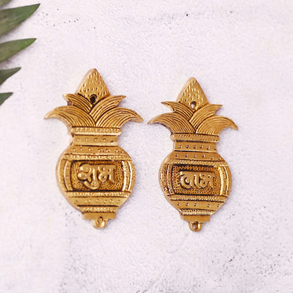 Brass Kalash Shubh Labh Wall Hanging Set (3.5 Inch) Vedansh Craft