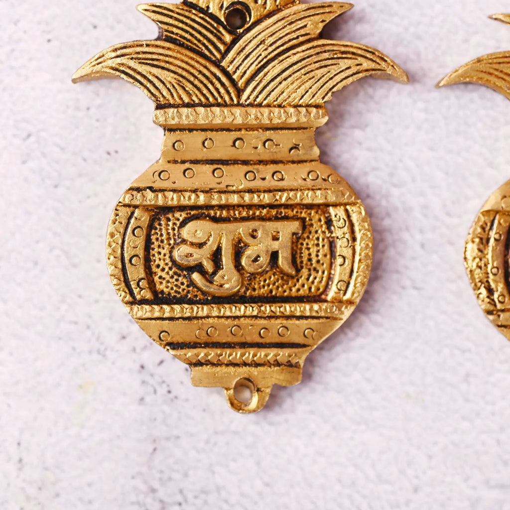 Brass Kalash Shubh Labh Wall Hanging Set (3.5 Inch) Vedansh Craft