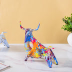 Bull Sculpture Resin Multicolour 8 Inch Nestasia
