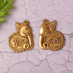 Brass Elephant Shubh Labh Wall Hanging Set (4 Inch) Vedansh Craft