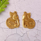 Brass Elephant Shubh Labh Wall Hanging Set (4 Inch) Vedansh Craft