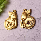 Brass Elephant Shubh Labh Wall Hanging Set (4 Inch) Vedansh Craft