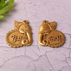 Brass Elephant Shubh Labh Wall Hanging Set (4 Inch) Vedansh Craft